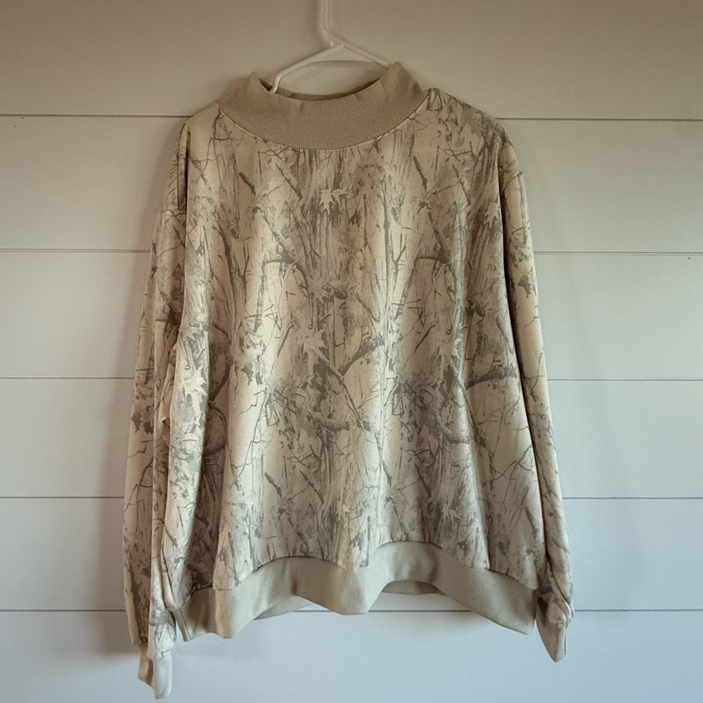 BUCKETLIST Beige Abstract Cowl Neck Sweater